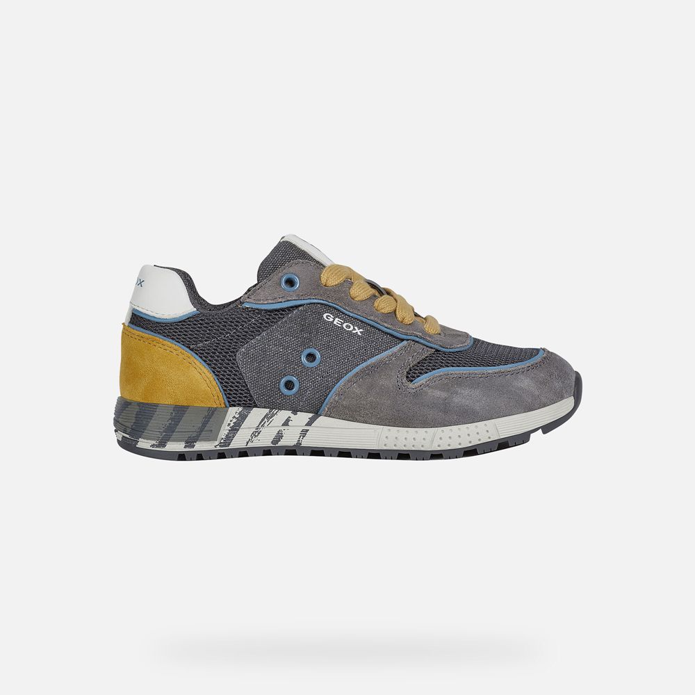 Geox Sneakers Grey/Yellow Alben - Geox Boys Shoes - FLZWBH381